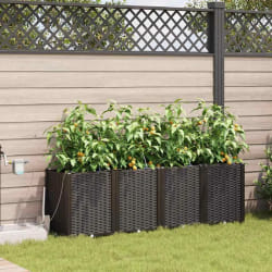 vidaXL Jardinières de jardin 1 pc Marron 160 x 40 x 52 cm Plastique