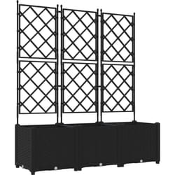 Vidaxl - Pot de jardin avec treillis 3 pcs Noir 120x40x143 cm