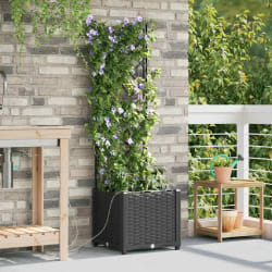 vidaXL Jardinières avec système d'irrigation pour plantes Noir