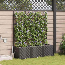 vidaXL Jardinières avec système d'irrigation, 3 pcs - Noir
