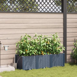 vidaXL Jardinières avec système d'irrigation 3 pcs - Gris