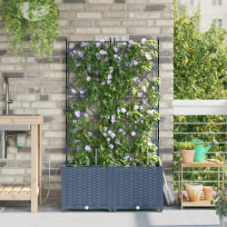 vidaXL Jardinières avec système d'irrigation 2 pièces Gris