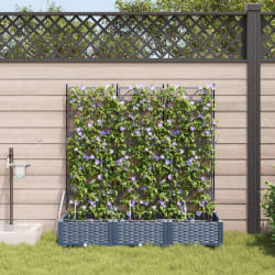 vidaXL Jardinières avec Système d'Irrigation 3 pcs - Gris