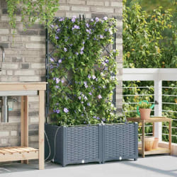 vidaXL Jardinières avec Treillis 2 pcs - Gris clair