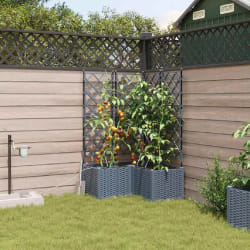 vidaXL Jardinières avec système d'irrigation à eau 3 pièces Gris clair