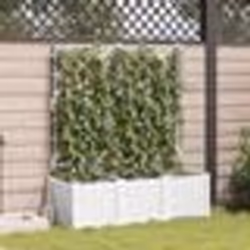vidaXL Jardinière avec treillis 3 pcs blanche 120x40x143 cm