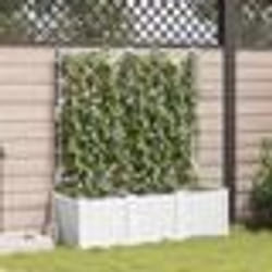 vidaXL Jardinière avec treillis 3 pcs blanche 120x40x143 cm