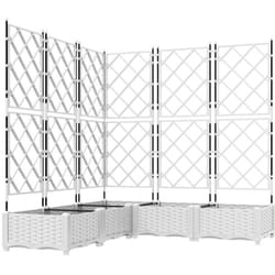 Bac à fleurs avec Treillis 5 pcs Blanc 120 x 120 x 125.5 cm PP vidaXL