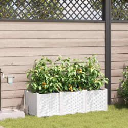 vidaXL Jardinières avec système d'irrigation d'eau 3 pièces Blanc