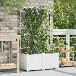 vidaXL Jardinières avec système d'irrigation d'eau 2 pcs - Blanc