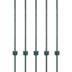 Poteaux de clôture 5 pcs U-Channel vert 80 cm Acier Vidaxl