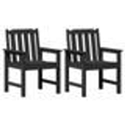 vidaXL Chaises de jardin 2 pcs Noir HDPE