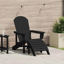 vidaXL Chaise Adirondack avec repose-pieds noire HDPE
