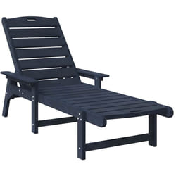 vidaXL Chaise longue bleu marine 53x162x98.5 cm HDPE