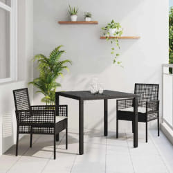 vidaXL Ensemble de salle à manger pour jardin 3 pcs Noir