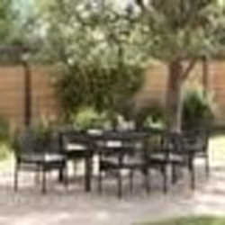 vidaXL Ensemble de salle à manger pour jardin 7 pcs Noir