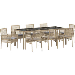 Vidaxl - Ensemble de salle à manger pour jardin 9 pcs Beige