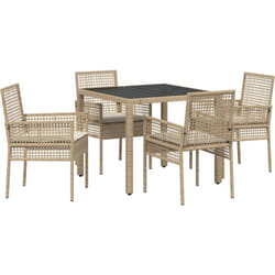 Ensemble de salle à manger de jardin 5 pièces avec coussins en poly rattan beige Vidaxl