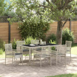 vidaXL Ensemble de salle à manger pour jardin 7 pcs Gris clair