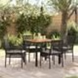 vidaXL Ensemble Salle à Manger Jardin 5 Pièces avec Coussins Noir Poly Rattan