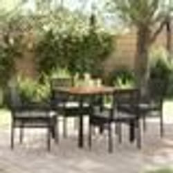 vidaXL Ensemble Salle à Manger Jardin 5 Pièces avec Coussins Noir Poly Rattan