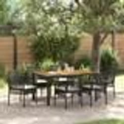 vidaXL Ensemble de salle à manger jardin - 7 pièces avec coussins en poly rattan noir