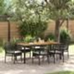 vidaXL Ensemble de salle à manger de jardin de 7 pièces avec coussins en poly rattan noir