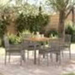 vidaXL Set de salle à manger de jardin 5 pièces avec coussins gris en poly rattan