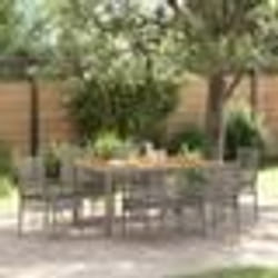 vidaXL Ensemble de salle à manger de jardin 7 pièces avec coussins gris en poly rotin