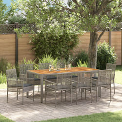 Vidaxl - Ensemble repas jardin 9 pièces avec coussins gris en rattan poly