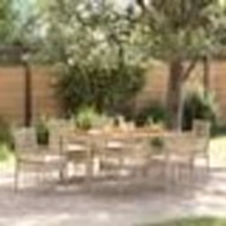 vidaXL Ensemble de salle à manger de jardin 7 pièces avec coussins Beige Poly Rotin