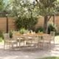 vidaXL Ensemble salle à manger jardin 7 pièces avec coussins Beige Poly Rotin