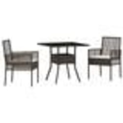 vidaXL Ensemble Salle à Manger 3 Pièces Marron Rattan Poly