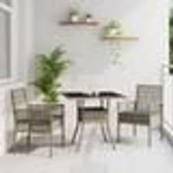 vidaXL Ensemble de salle à manger de jardin 3 pièces en poly rattan gris