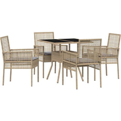 Vidaxl - Ensemble repas jardin 5 pièces Beige en poly rotin