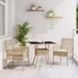 vidaXL Ensemble de salle à manger de jardin 3 pièces beige poly rotin
