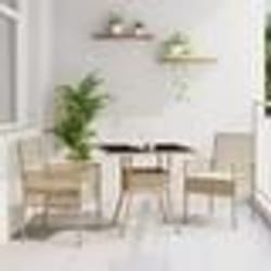 vidaXL Ensemble de salle à manger de jardin 3 pièces beige poly rotin