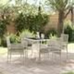 vidaXL Ensemble repas jardin 5 pièces gris clair poly rotin