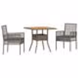 vidaXL Ensemble de Salle à Manger de Jardin 3 Pièces avec Coussins Gris Poly Rattan