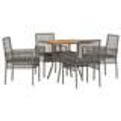 vidaXL Ensemble de repas de jardin 5 pièces avec coussins, gris, poly rattan