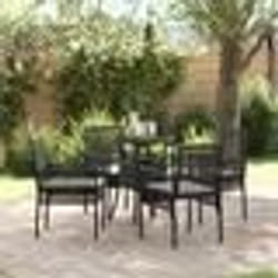 vidaXL Ensemble de Salle à Manger de Jardin 5 Pièces Noir en Poly Rattan