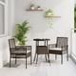 vidaXL Ensemble de Salle à Manger de Jardin 3 Pièces Marron Poly Rattan