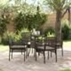 vidaXL Ensemble de salle à manger de jardin de 5 pièces Marron Poly Rattan