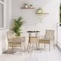 vidaXL Ensemble de repas de jardin 3 pièces en poly rattan beige