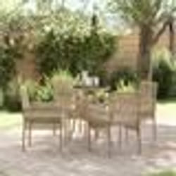 vidaXL Ensemble de Salle à Manger de Jardin 5 Pièces Beige Poly Rattan