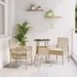 vidaXL Ensemble de Dîner de Jardin de 3 Pièces en Rotin Beige