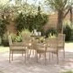 vidaXL Ensemble de salle à manger de jardin 5 pièces beige en polyrotin