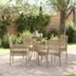 vidaXL Ensemble de salle à manger de jardin 5 pièces beige en polyrotin