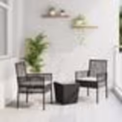 Ensemble de Bistro de Jardin 3 Pièces avec Coussins en Poly Rattan Noir