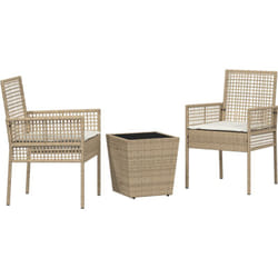 Vidaxl - Ensemble Bistro de Jardin 3 Pièces avec Coussins Beige en Poly Rattan